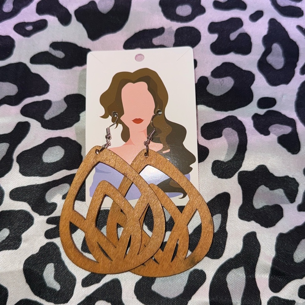 Laser cut wooden earrings lightweight